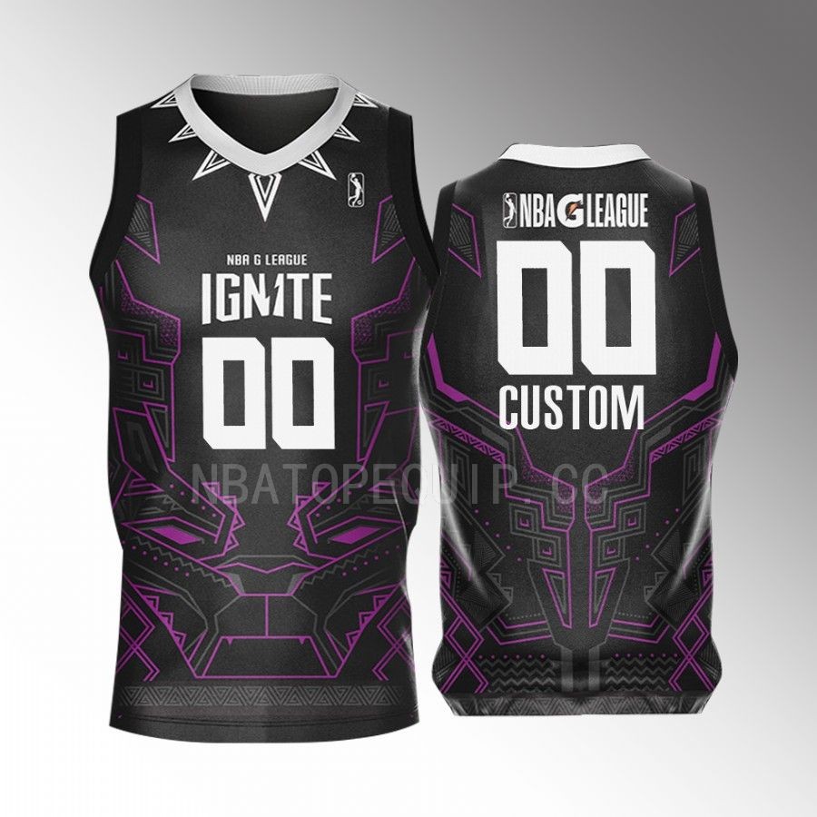 Black Panther Custom NBA G League Ignite Black #00 Jersey Marvel Super Hero Day 2022