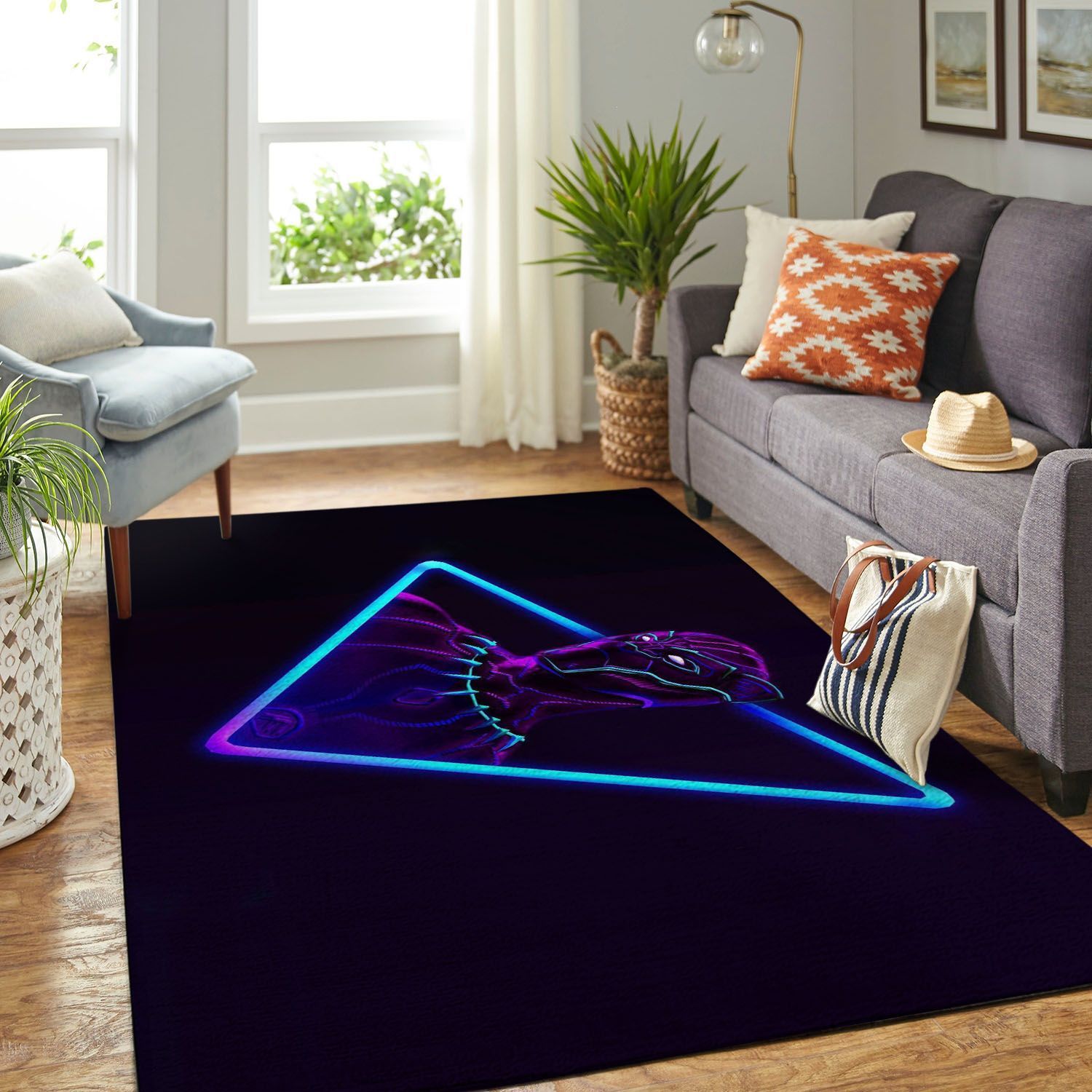 Black Panther Man Living Room Area Rectangle Rug