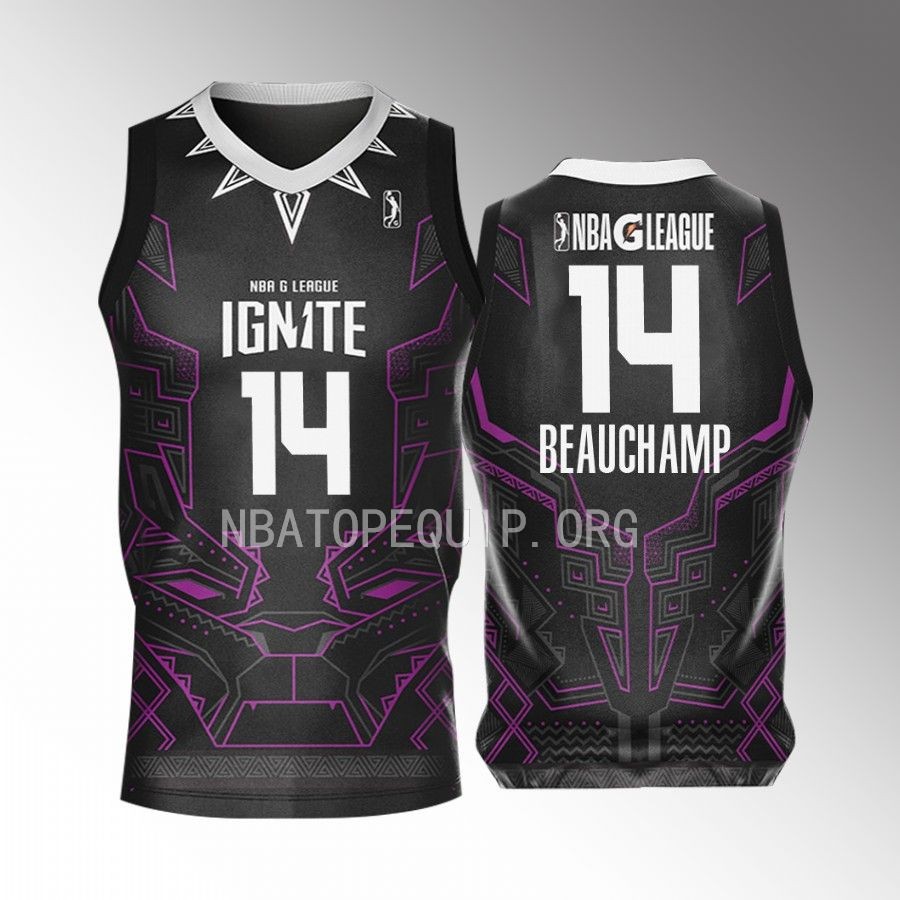 Black Panther MarJon Beauchamp NBA G League Ignite Black #14 Jersey Marvel Super Hero Day 2022