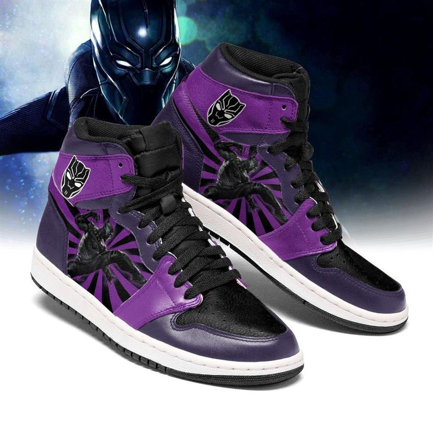 Black Panther Marvel 2 High Top Air Jordan Sneaker, Air Jordan Hightop