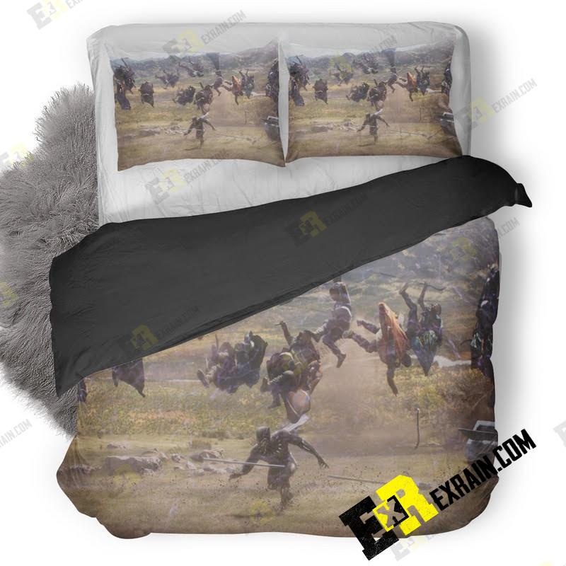 Black Panther Movie Fight Scene H2 3D Customized Duvet Cover Bedding Set