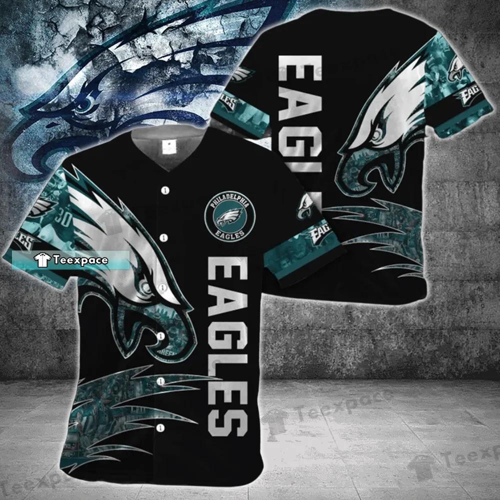 Black Philadelphia Eagles NFL Football Baseball Jersey