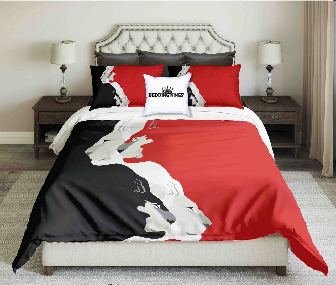Black Red White Tigers Design Kings 3D Customized Duvet Cover Bedding Set