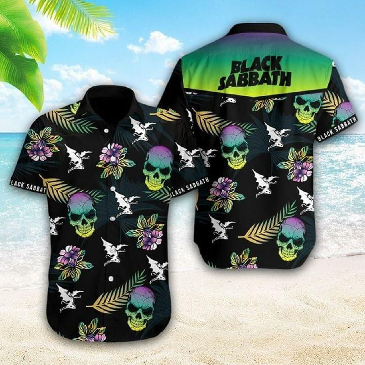 Black Sabbath Rock Band Logo Hawaii Style Skull For Fan 3D 7275 Shirt