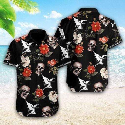 Black Sabbath Skull Aloha Tropical Hawaiian Shirts 3D 910V