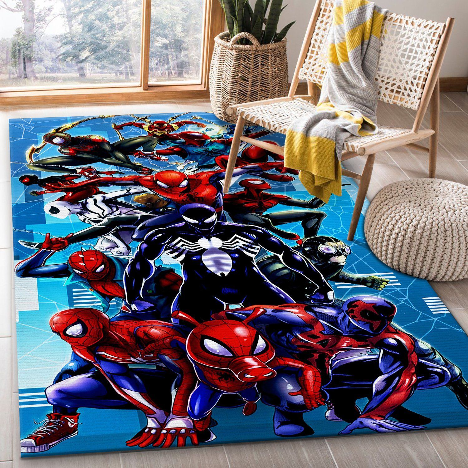 Black Spiderman Rectangle Rug – Custom Size And Printing