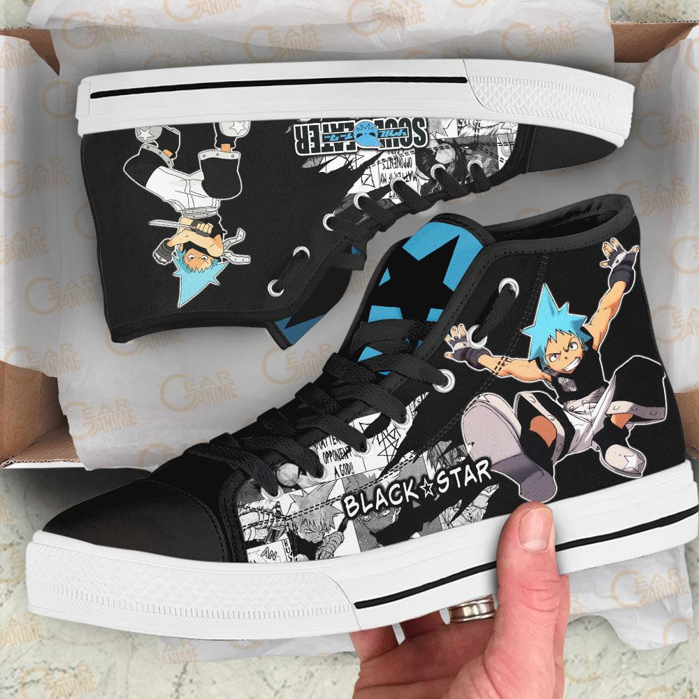 Black Star High Top Shoes Custom Manga Anime Soul Eater Sneakers