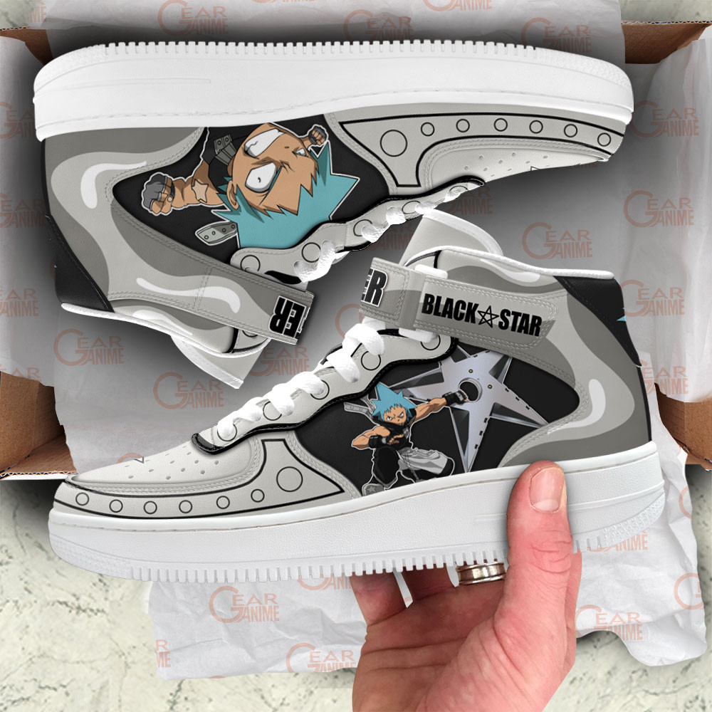 Black Star Sneakers Air Mid Custom Soul Eater Anime Shoes