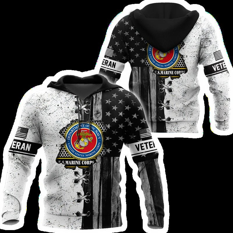 Black White Marine Corps Hoodie