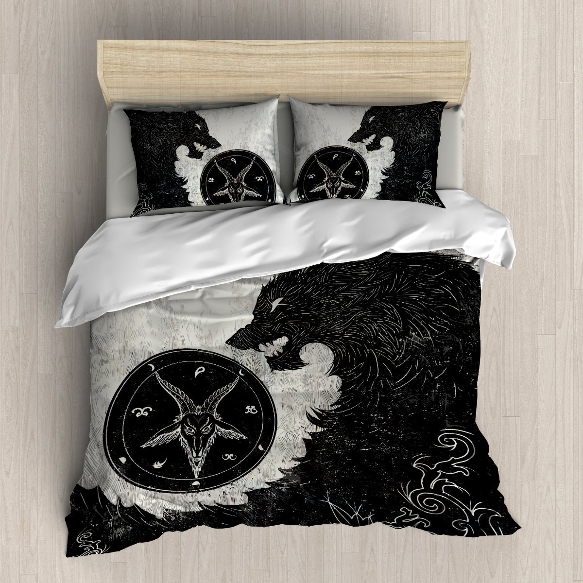 Black Wolf Atan 3D Customized Duvet Cover Bedding Set