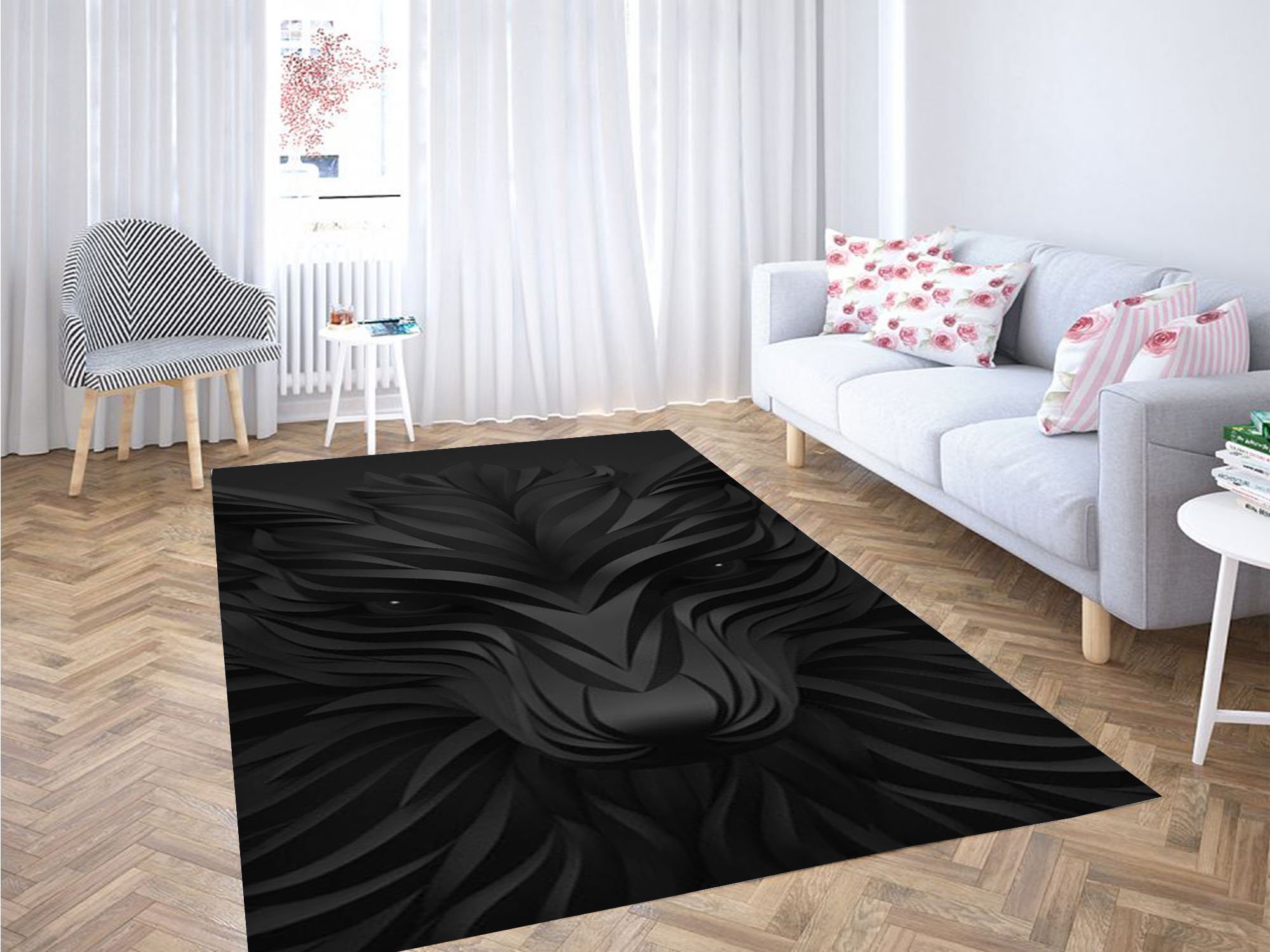 Black Wolf Wallpaper Carpet Rectangle Rug