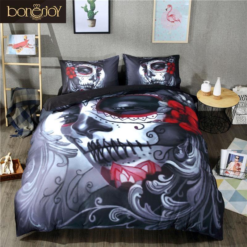 Blackkull Halloweentyle Heet Queen King Double Bed Cotton3D Customized Duvet Cover Bedding Set