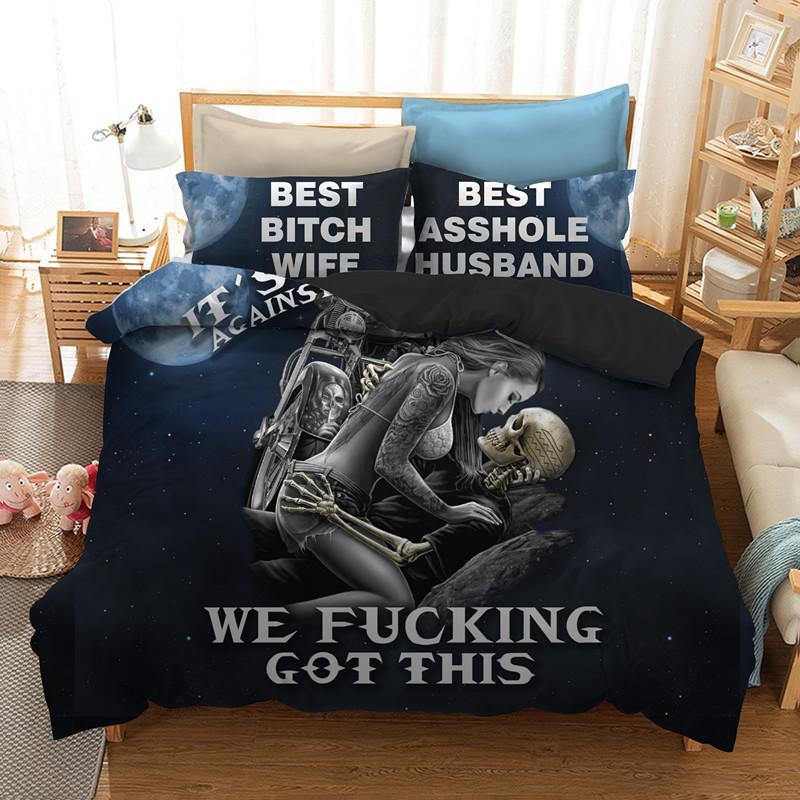 Blackkull Queenize 3D Couple Kissingkull 3D Customized Duvet Cover Bedding Set