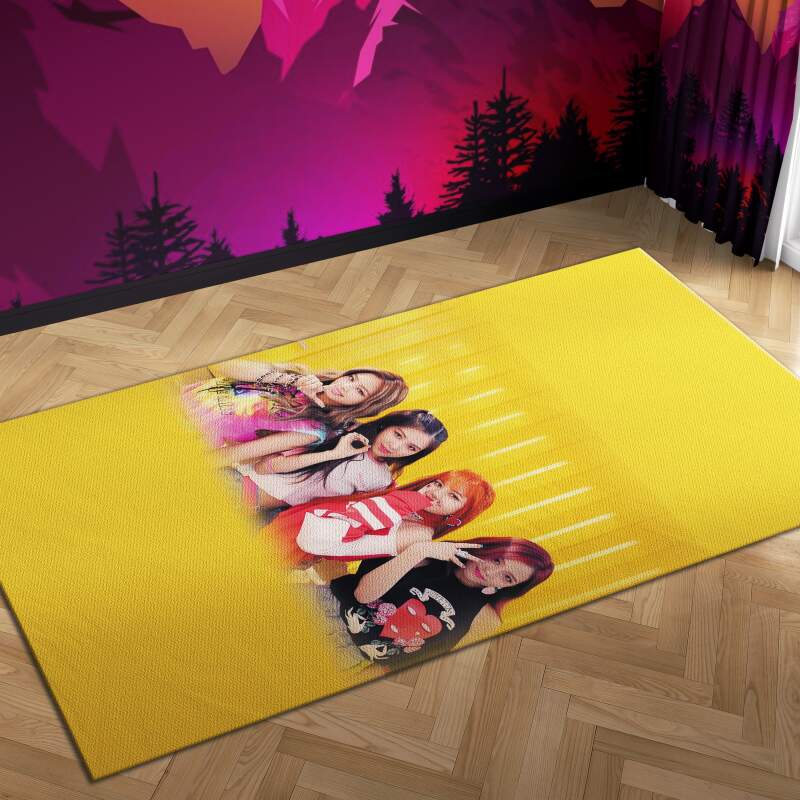 Blackpink Kick It Yellow Carpet Mock Area Rectangle Rug