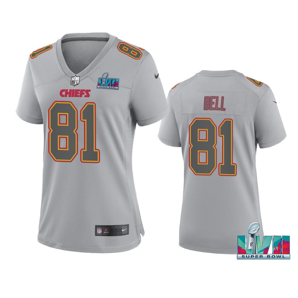 Blake Bell 81 Kansas City Chiefs Super Bowl LVII Atmosphere Stitched Jersey – Women Gray