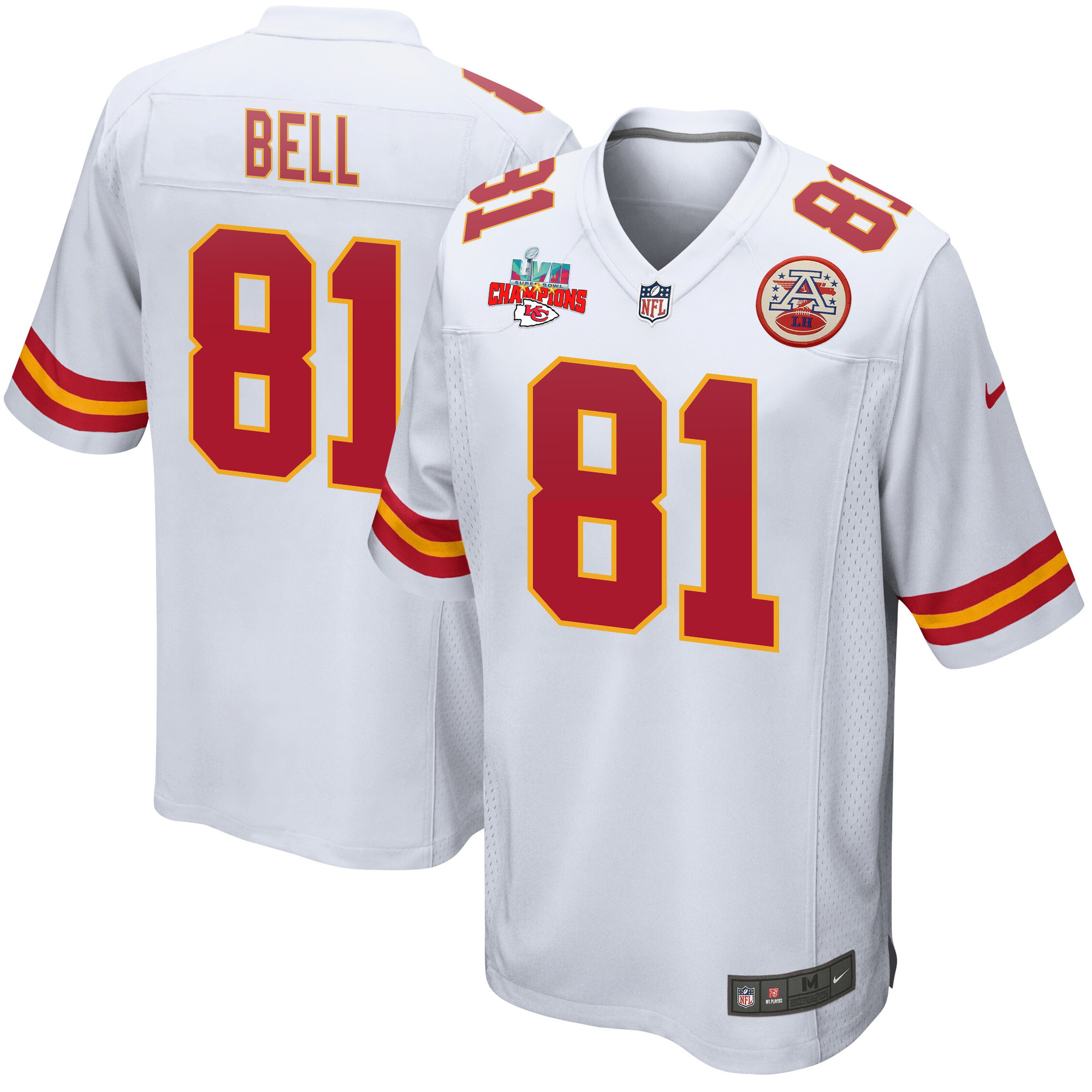 Blake Bell 81 Kansas City Chiefs Super Bowl LVII Champions 3 Stars Men Game Stitched Jersey – White