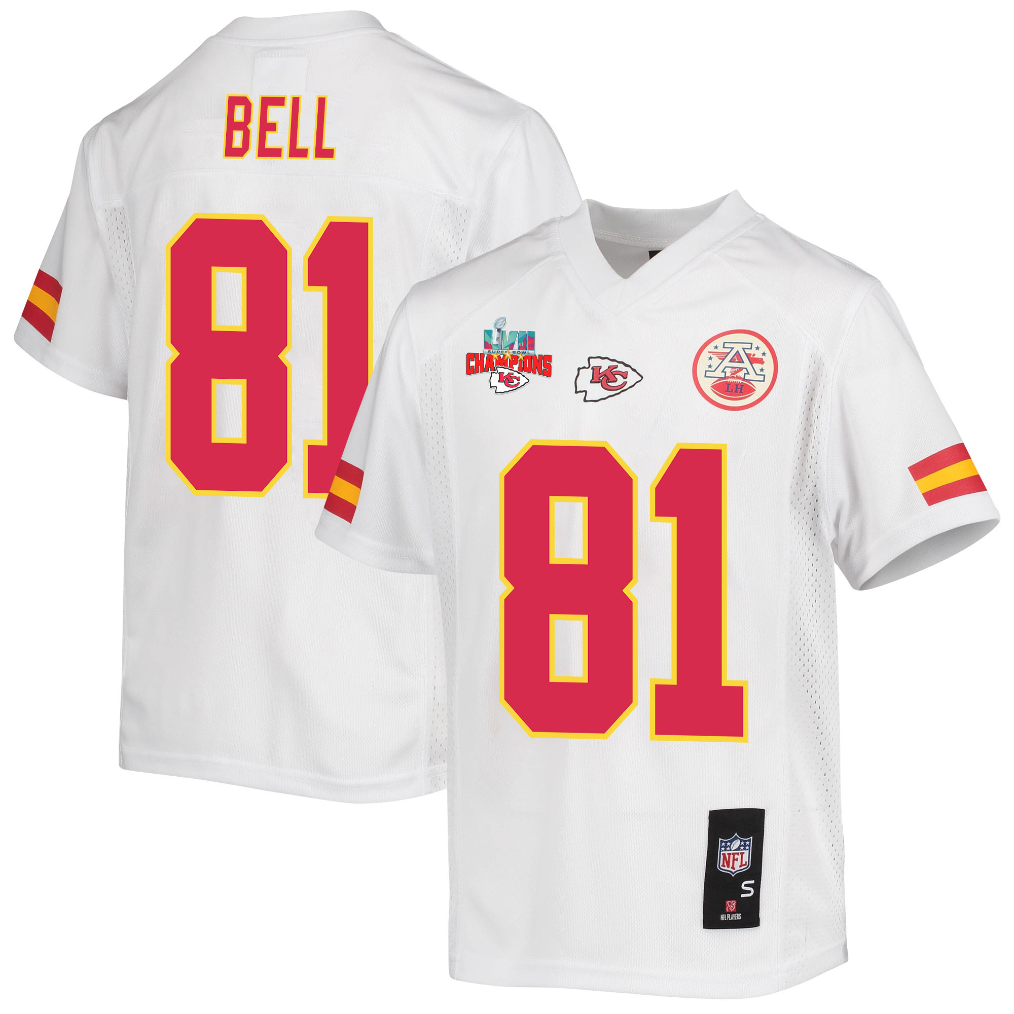 Blake Bell 81 Kansas City Chiefs Super Bowl LVII Champions 3 Stars Youth Game Stitched Jersey – White