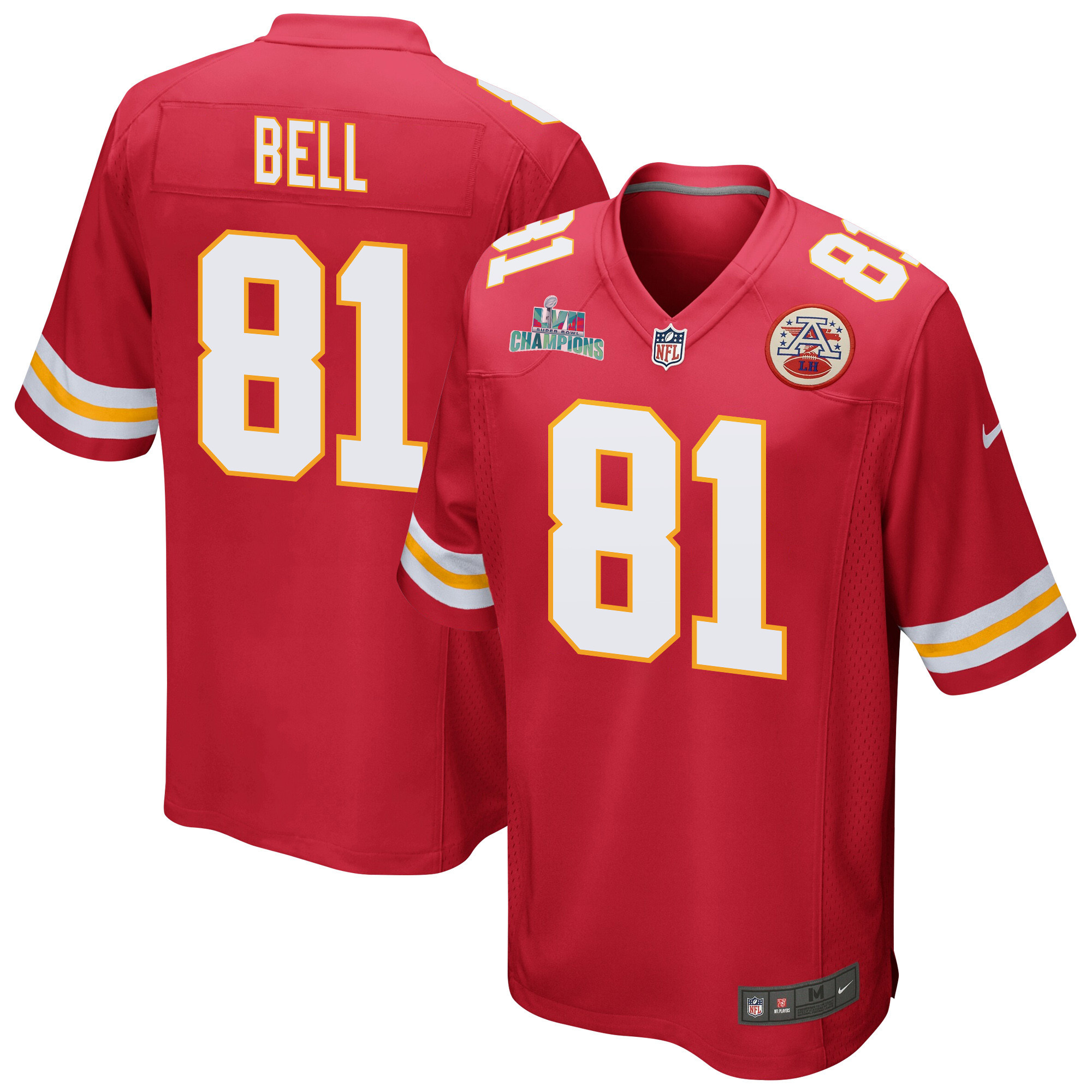 Blake Bell 81 Kansas City Chiefs Super Bowl LVII Champions Men Game Stitched Jersey – Red
