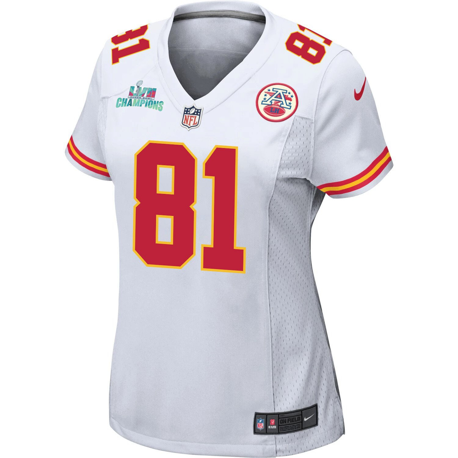 Blake Bell 81 Kansas City Chiefs Super Bowl LVII Champions Women Game Stitched Jersey – White