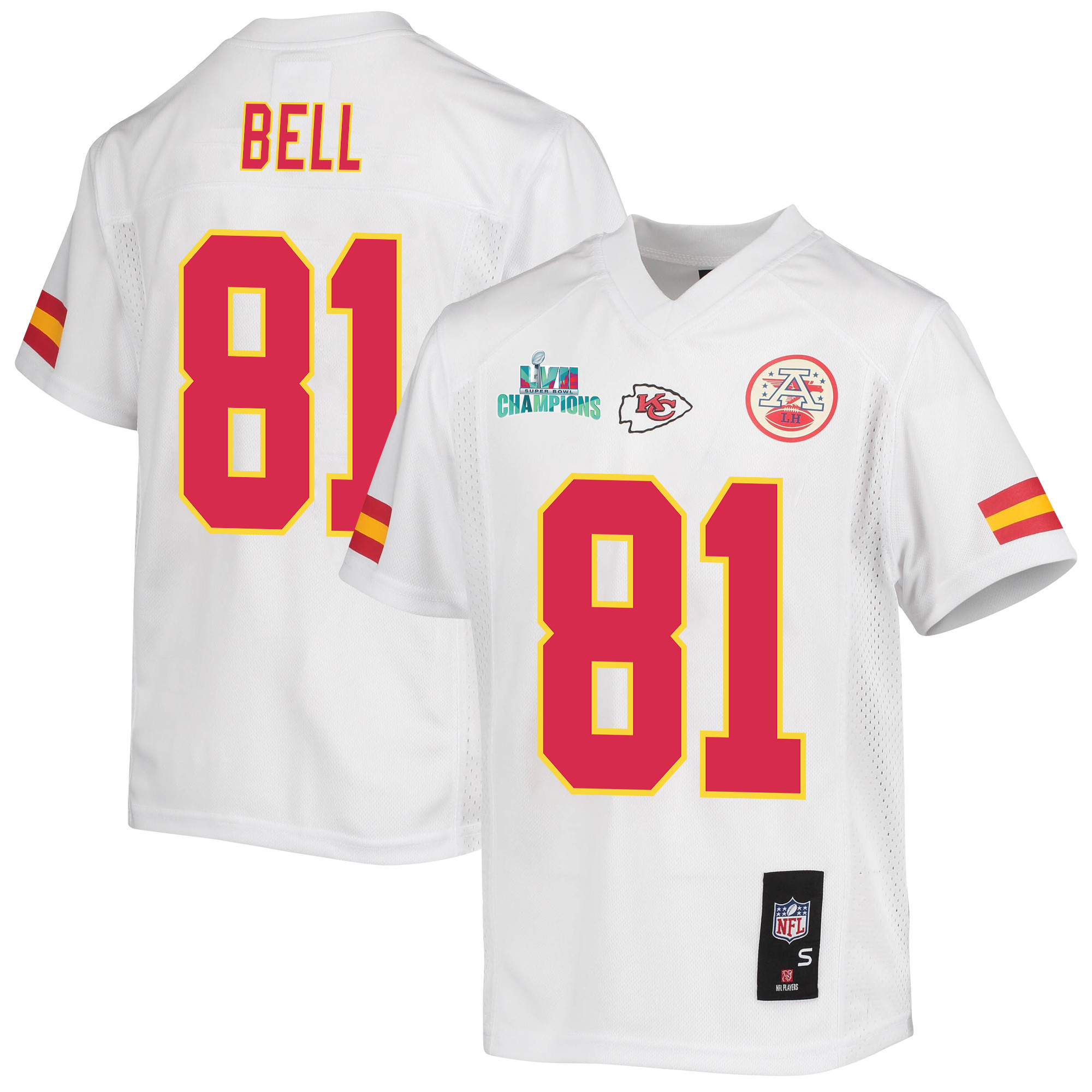 Blake Bell 81 Kansas City Chiefs Super Bowl LVII Champions Youth Game Stitched Jersey – White