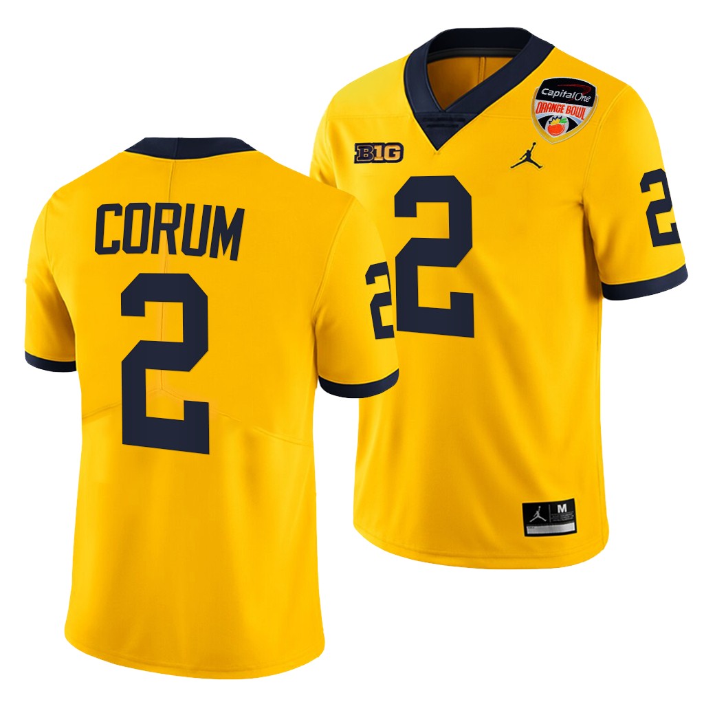 Blake Corum Michigan Wolverines 2021 Orange Bowl Maize Playoffs Limited 2 Jersey Men