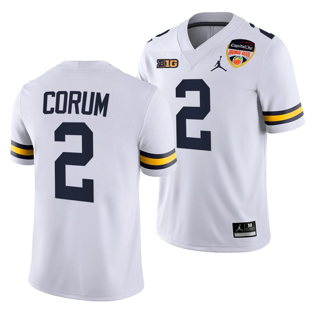 Blake Corum Michigan Wolverines 2021 Orange Bowl White College Playoff 2 Jersey Men
