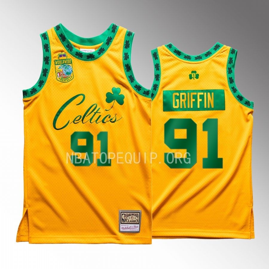 Blake Griffin Bodega X Mitchell Ness Boston Celtics #91 Gold Jersey Worldwide Respect