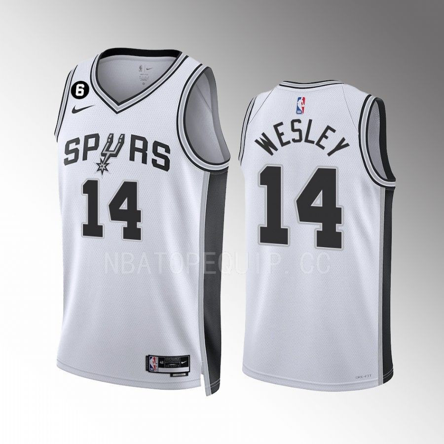 Blake Wesley 14 San Antonio Spurs 2022-23 Association Edition White Stitched Jersey Swingman