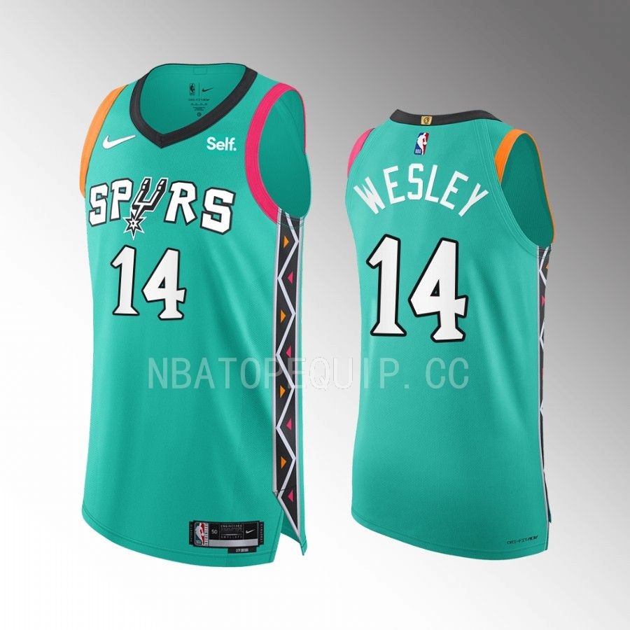 Blake Wesley 2022-23 San Antonio Spurs #14 City Edition Jersey Teal