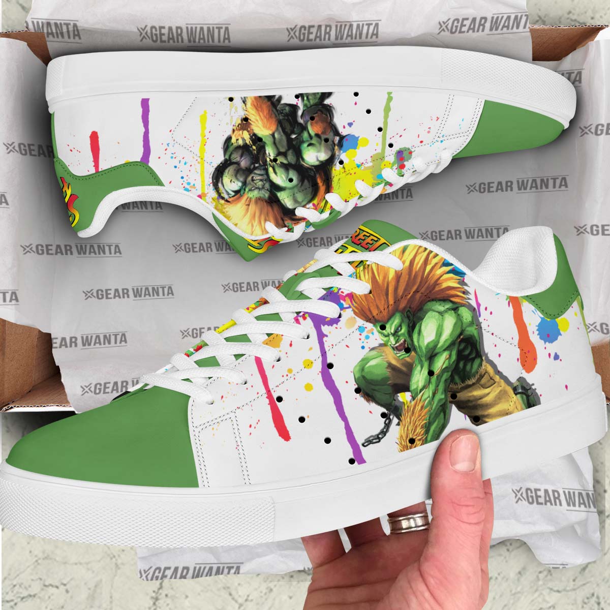 Blanka Skate Shoes Custom Street Fighter Game Shoes