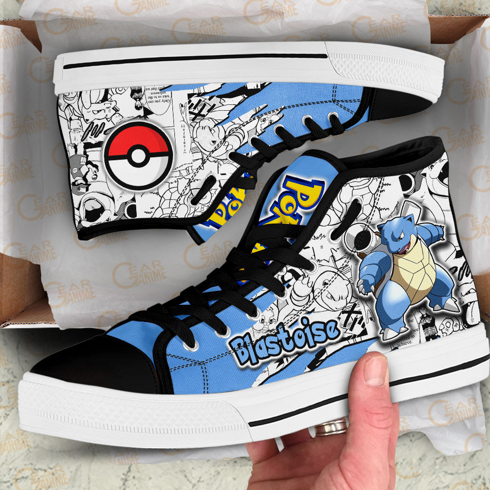 Blastoise High Top Shoes Custom Pokemon Anime Sneakers Mix Manga