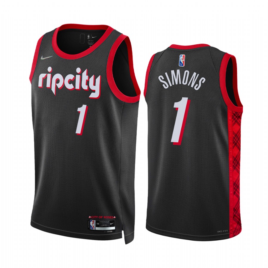 Blazers Anfernee Simons City Edition Black 2021-22 Jersey 75th Season Diamond
