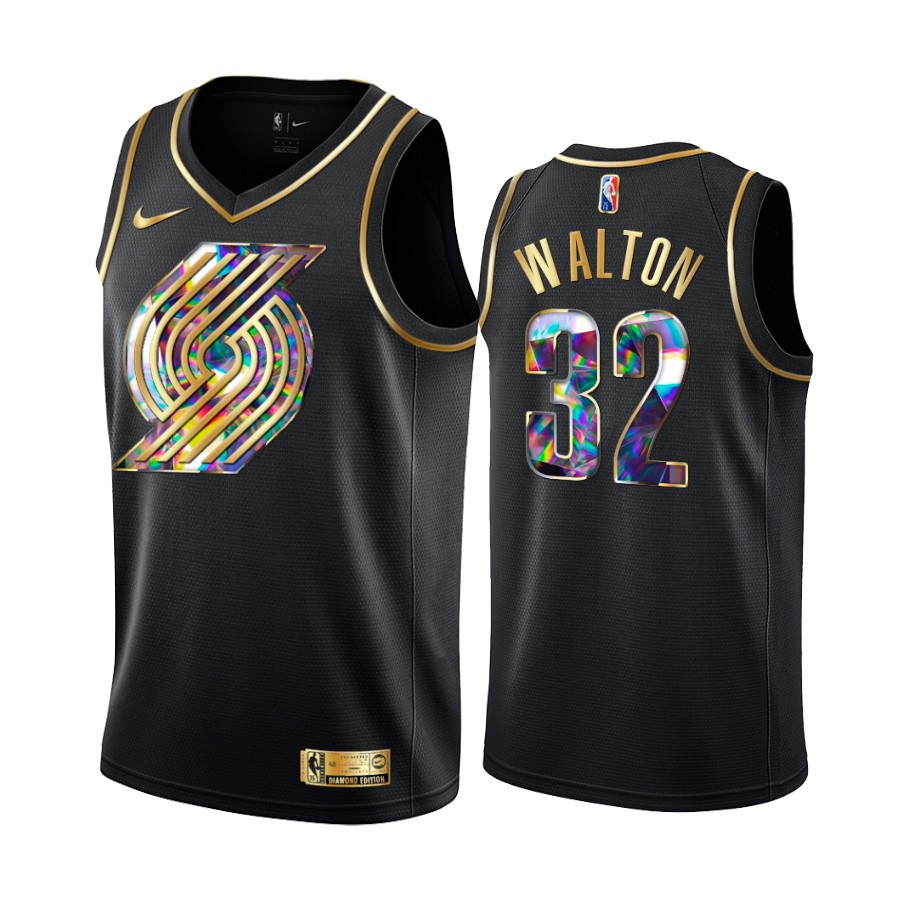 Blazers Bill Walton NBA 75th Anniversary Team Jersey Black Diamond Edition