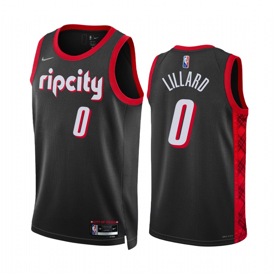Blazers Damian Lillard City Edition Black 2021-22 Jersey 75th Season Diamond