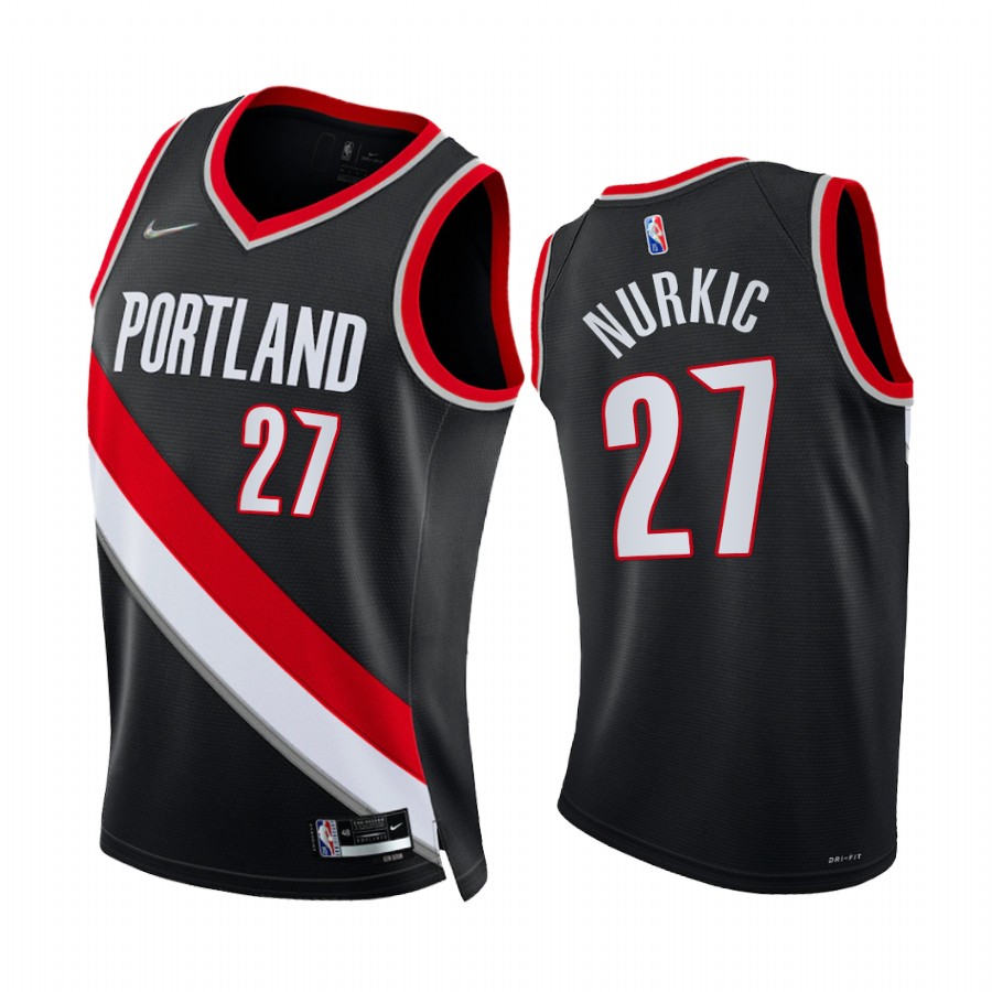 Blazers Jusuf Nurkic 75th Diamond Anniversary Black 2021-22 Jersey Icon Edition
