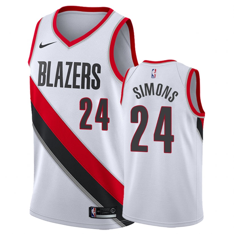 Blazers Male Anfernee Simons #24 Association White Jersey