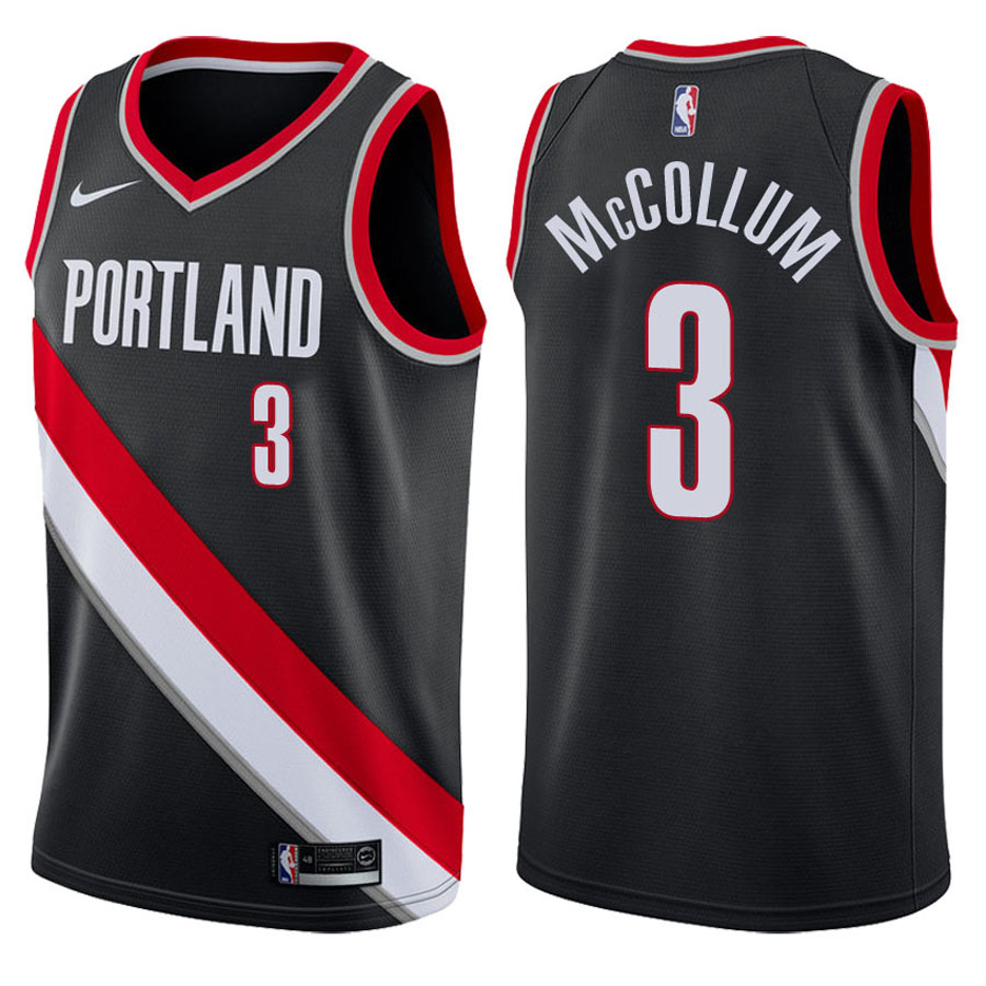 Blazers Male C.J. McCollum #3 2017-18 Icon Black Jersey