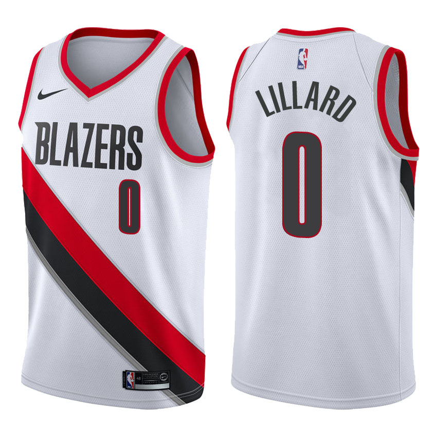 Blazers Male Damian Lillard #0 2017-18 Association White Jersey