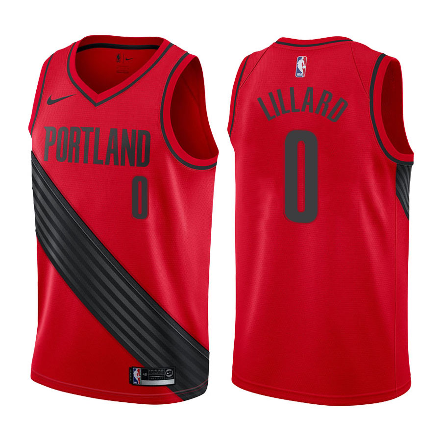 Blazers Male Damian Lillard #0 2017-18 Statement Red Jersey