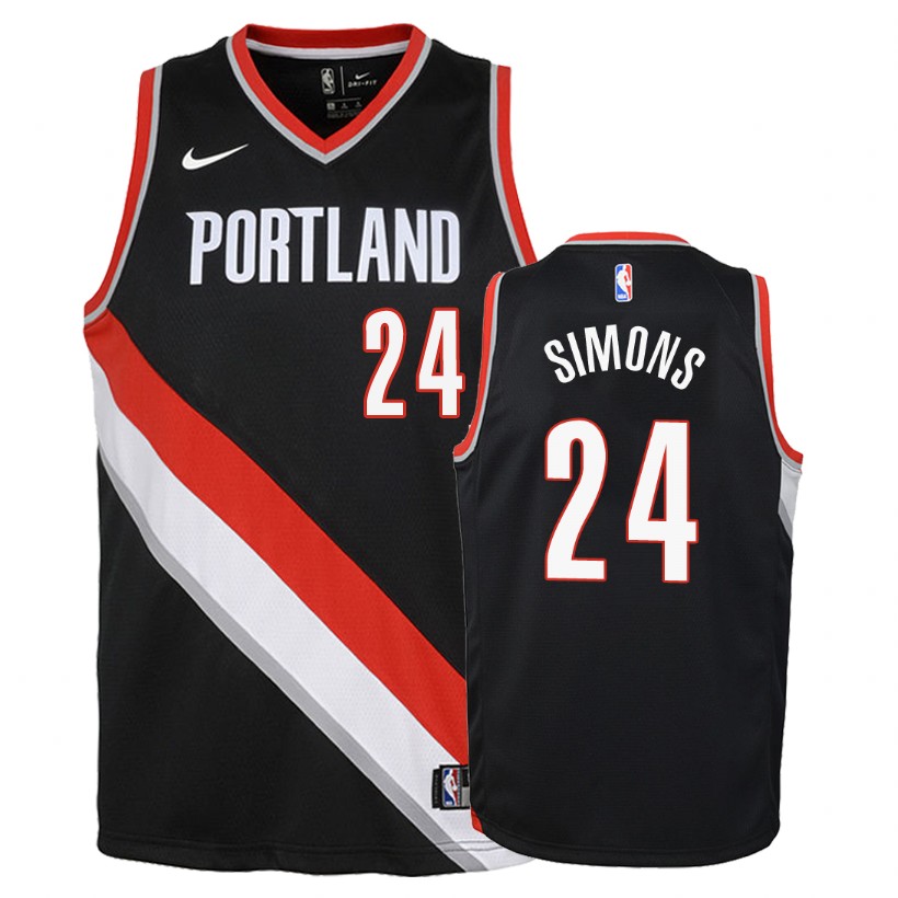 Blazers Youth Anfernee Simons #24 Icon Black Jersey