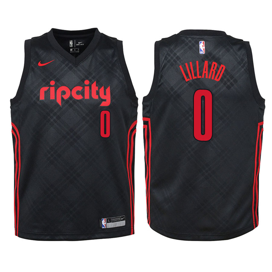 Blazers Youth Damian Lillard #0 City Edition Black Jersey