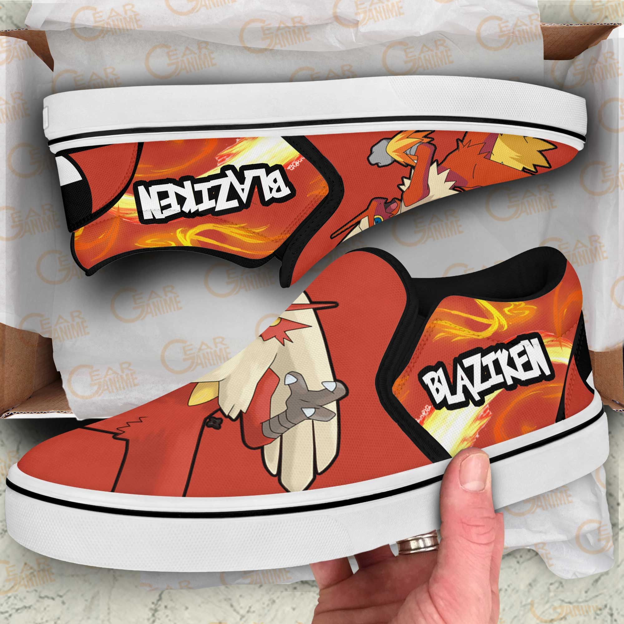 Blaziken Slip-On Shoes Canvas Pokemon Custom Anime Shoes
