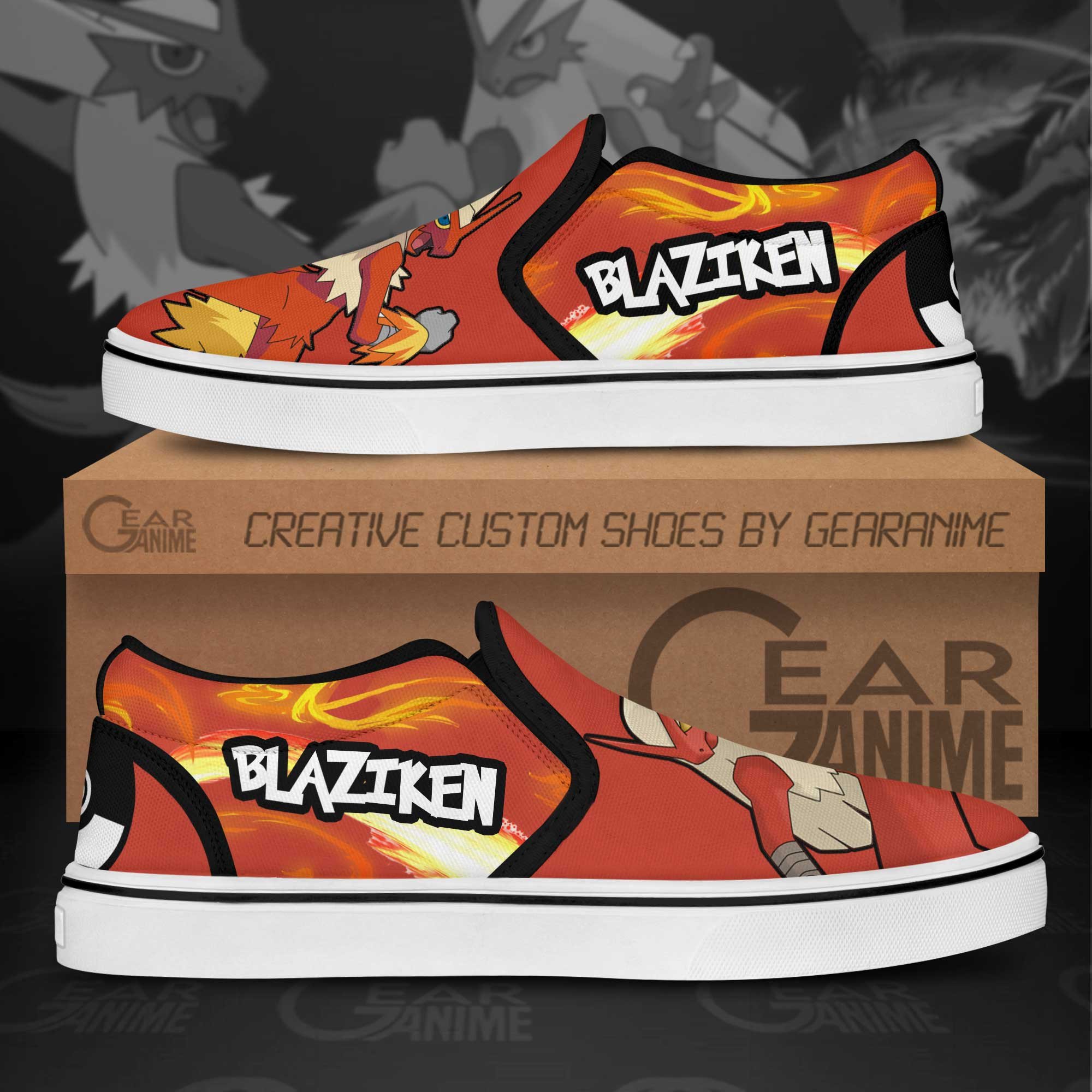 Blaziken Slip-On Shoes Canvas Pokemon Custom Anime Shoes