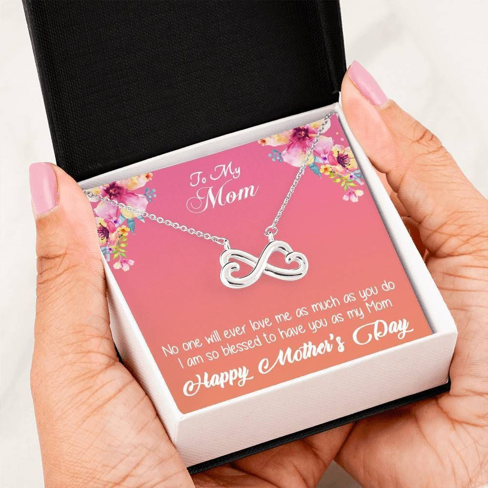 Blessed To Have You As My Mom Silver Infinity Heart Necklace Gift For Mom