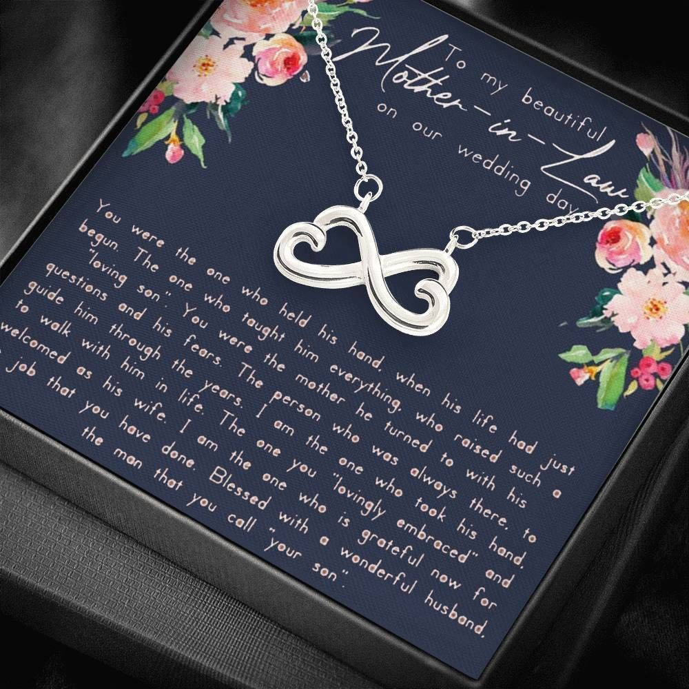 Blessed With A Wonderful Husband Infinity Heart Necklace For Mother-In-Law