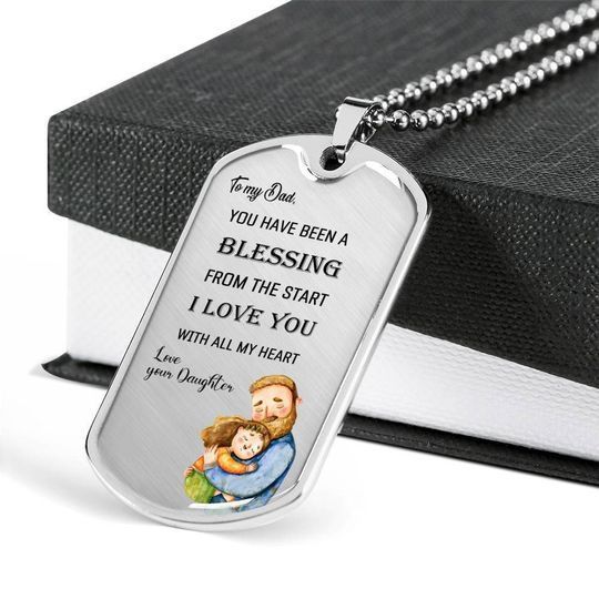 Blessing From The Start Dog Tag Necklace Gift For Dad
