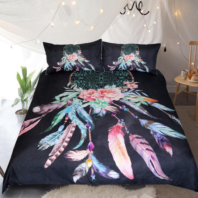 Blessliving Big Dreamcatcher Colors Piece Dream Catcher Et Boho Doona Cover Hippie Coverlet3D Customized Duvet Cover Bedding Set