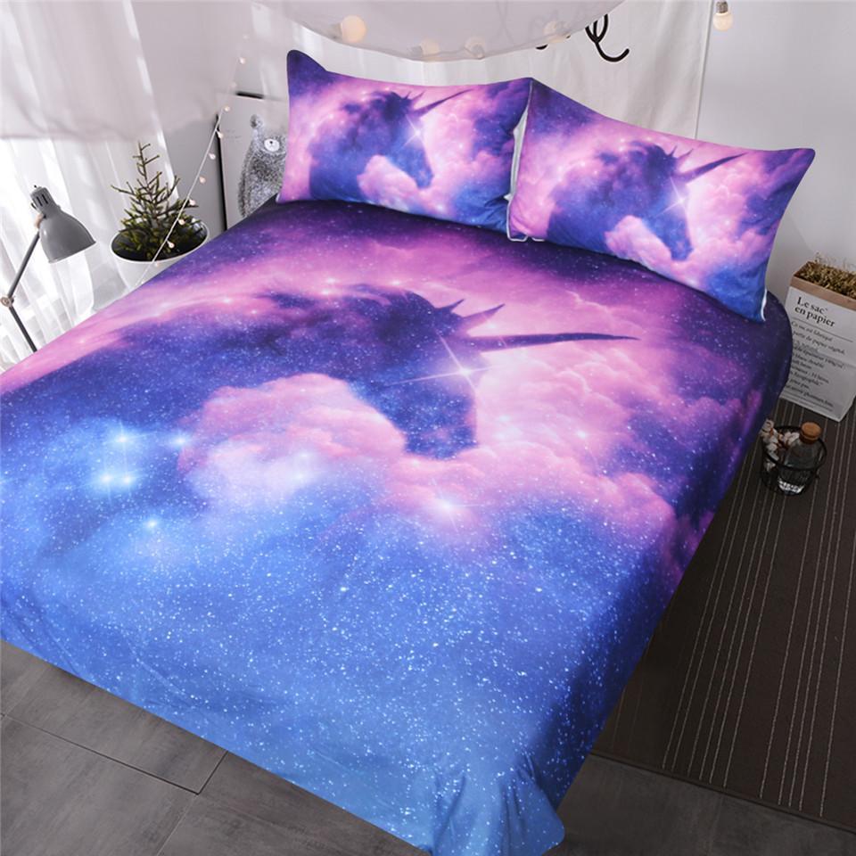 Blessliving Galaxy Unicorn Kids Girls Outerpace 3D Customized Duvet Cover Bedding Set