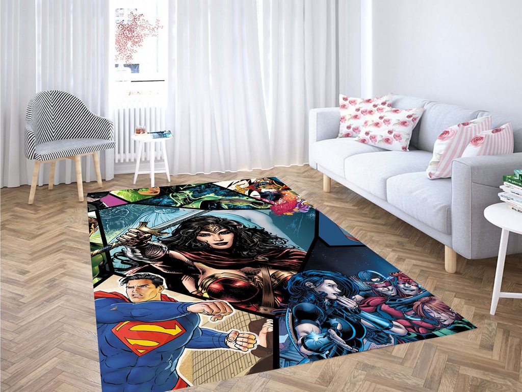 Blocking Dc Comics Justice League Living Room Modern Carpet Rectangle Rug
