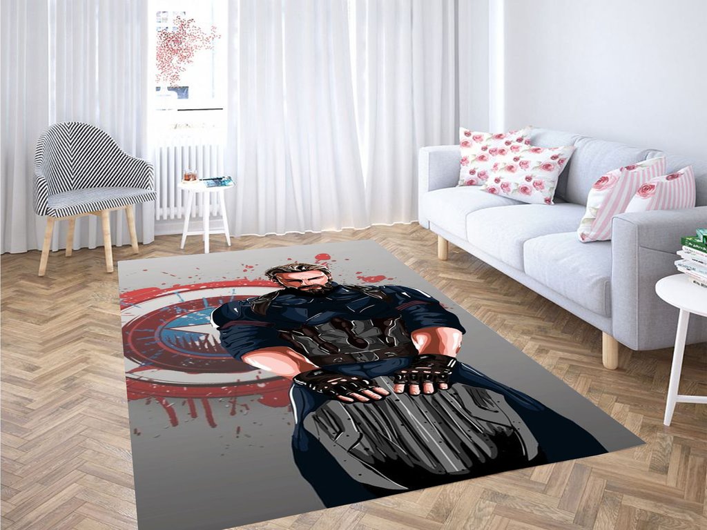Bloody Captain America Shield Living Room Modern Carpet Rectangle Rug